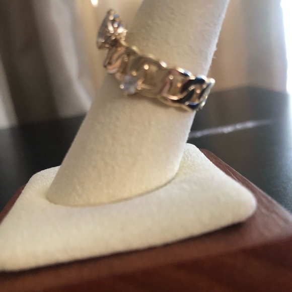 NEW Pretty Bird Adjustable 18k Yellow Gold Plated 1ct Solitaire Chain Link Ring - Picture 5 of 6